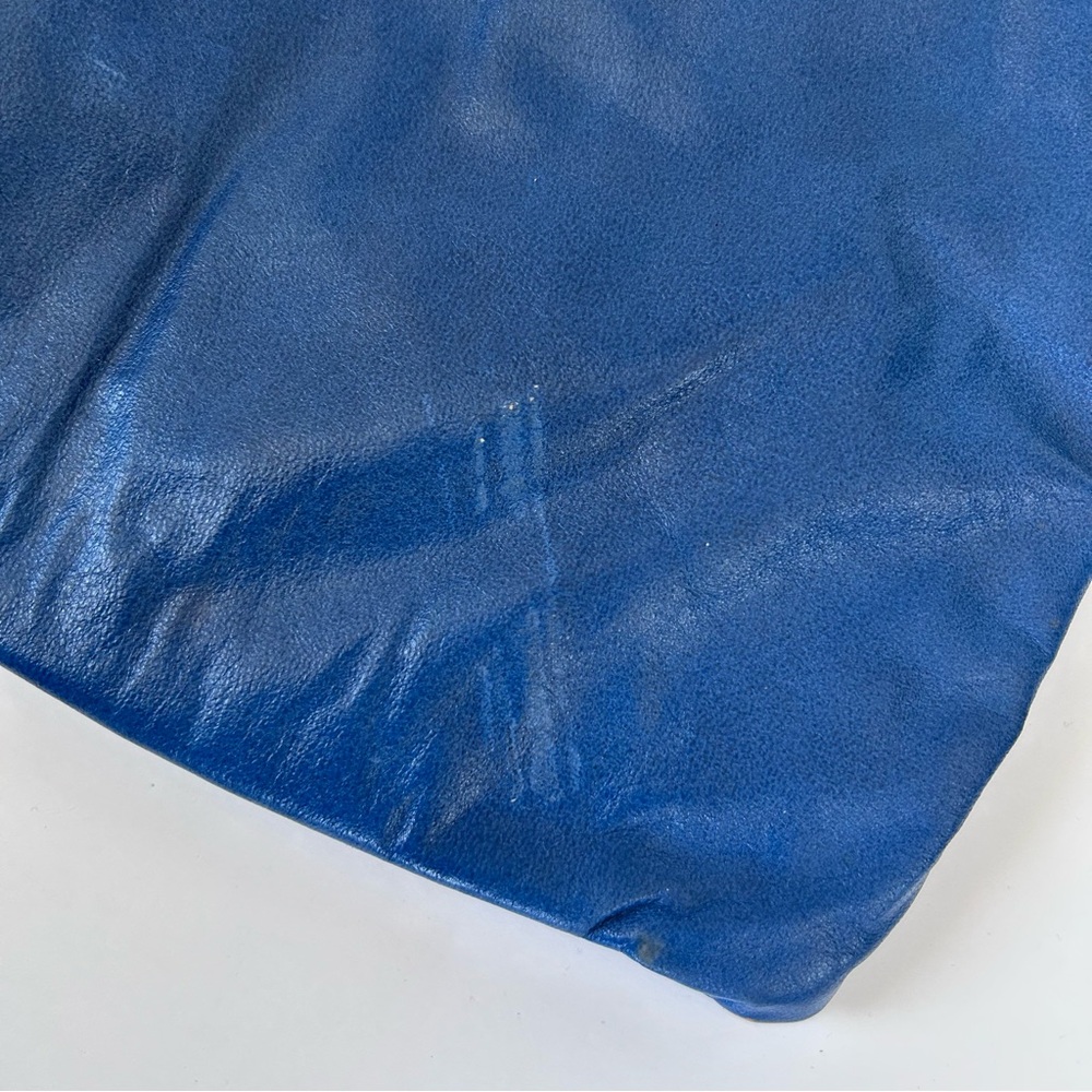 Set of 2 Vintage Leather Clutch Handbags Blue Taupe Chic Minimal Classic - Picture 5 of 16